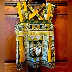 Aventures des Toiles Geometric Sleeveless Top, Size 38, (8 or S-M)